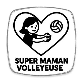 Super mom volleyball player – Cœur volley Volleyball - Square fridge magnet - white - Front