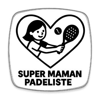 Super Padelist Mom – Cœur padel - Viereckiger Kühlschrankmagnet - Weiß - Vorne