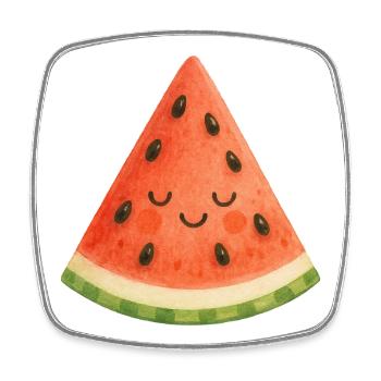 Wassermelonenslice Lächelnd - Viereckiger Kühlschrankmagnet - Weiß - Vorne