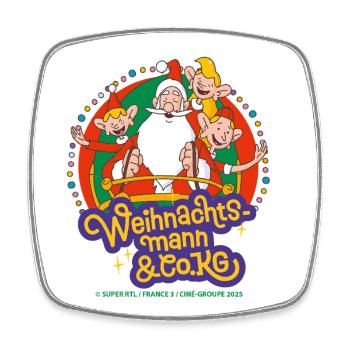 Weihnachtsmann & Co. KG Motiv Mit Schlitten - Viereckiger Kühlschrankmagnet - Weiß - Vorne