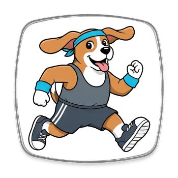 Marathon de jogging sportif avec un beagle cartoon - Magnet carré - blanc - Devant