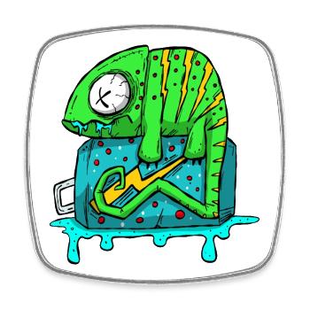 Chamäleon Energydrink Dose. Cartoon Comic Grafitti - Viereckiger Kühlschrankmagnet - Weiß - Vorne
