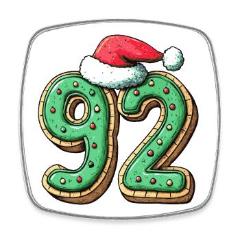 92 Number Cookie Christmas - Square fridge magnet - white - Front