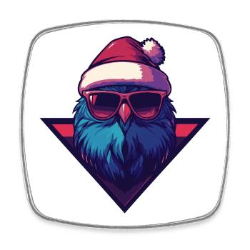 Adler mit Sonnenbrille und Santa Hut - Viereckiger Kühlschrankmagnet - Weiß - Vorne