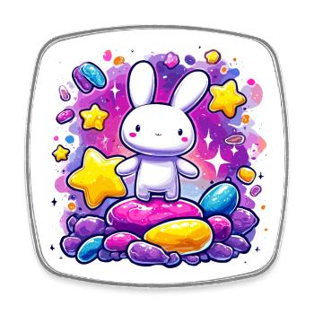 Cuddly bunny in the sugar storm - Square fridge magnet - white - Front