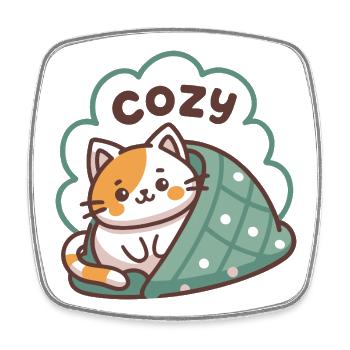 Cat Cozy Under Duvet - Square fridge magnet - white - Front