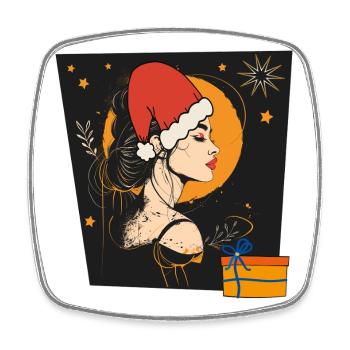 Weihnachtsfrau Christmas - Viereckiger Kühlschrankmagnet - Weiß - Vorne
