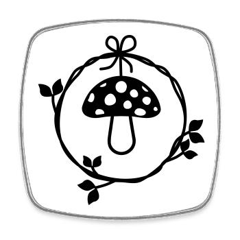 Toadstool in the wreath of leaves - Square fridge magnet - white - Front
