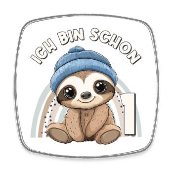 1er anniversaire paresseux arc-en-ciel mignon mignon - Magnet carré - blanc - Devant