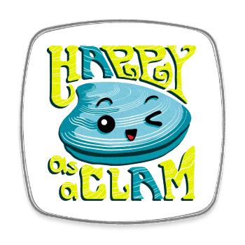 Happy as a Clam Cheerful Shell Kawaii Cute - Square fridge magnet - white - Front