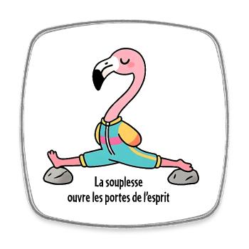 Flamingo yoga in the splits - Square fridge magnet - white - Front