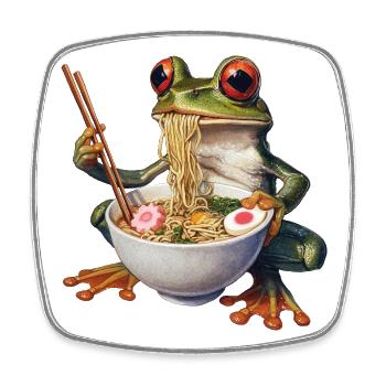 Frosch isst Ramen - Viereckiger Kühlschrankmagnet - Weiß - Vorne