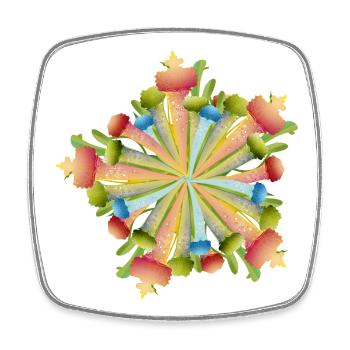 Buntes Schlauchpflanzen Mandala Ornament - Viereckiger Kühlschrankmagnet - Weiß - Vorne
