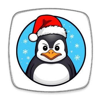 Pingouin de Noël - Magnet carré - blanc - Devant