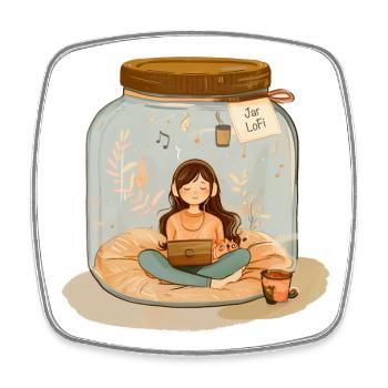 JarLoFi Girl 1 - Square fridge magnet - white - Front