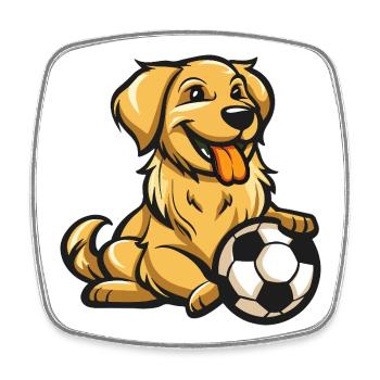 Chien drôle avec balle - Magnet carré - blanc - Devant