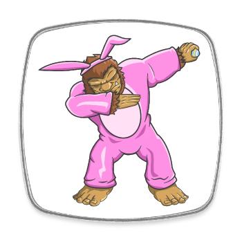 Taponner Bigfoot dans un costume de lapin de Pâques rose drôle - Magnet carré - blanc - Devant