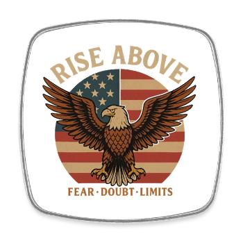 Drapeau et dicton américain vintage Eagle Design - Magnet carré - blanc - Devant