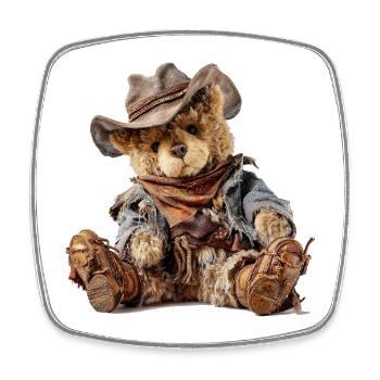Cowboy Teddybär Western Flair - Viereckiger Kühlschrankmagnet - Weiß - Vorne