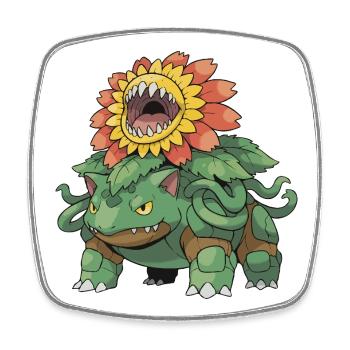 Sonnenblumen-Monsterbestie - Viereckiger Kühlschrankmagnet - Weiß - Vorne