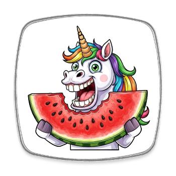 Cute Unicorn with Watermelon Rainbow Summer - Square fridge magnet - white - Front