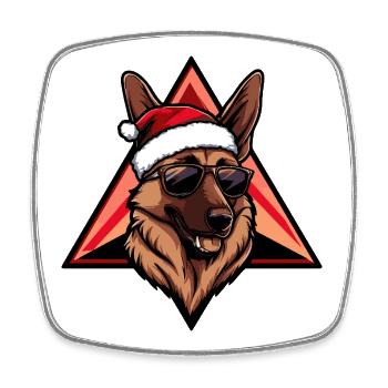 Santa Schäferhund Sonnenbrille - Viereckiger Kühlschrankmagnet - Weiß - Vorne