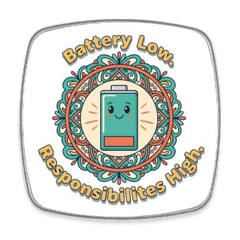 Battery Low Mandala - Viereckiger Kühlschrankmagnet - Weiß - Vorne