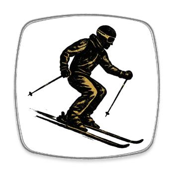 Skifahren | Skifahrer | Berg - Viereckiger Kühlschrankmagnet - Weiß - Vorne
