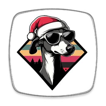 Chien avec chapeau de Noël - Magnet carré - blanc - Devant