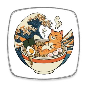 Ramen Katze - Viereckiger Kühlschrankmagnet - Weiß - Vorne