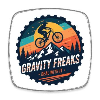 Gravity Freaks MTB Sunset Badge - Square fridge magnet - white - Front