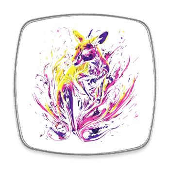 Kangaroo Animal Australia Down Under Neon Colorful Art - Square fridge magnet - white - Front