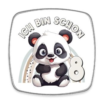 8ème anniversaire Panda Ours Arc-en-ciel Mignon Mignon - Magnet carré - blanc - Devant