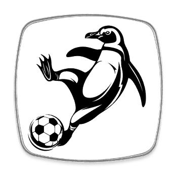 Penguin Soccer Player Silhouette Soccer Goal Kick - Square fridge magnet - white - Front