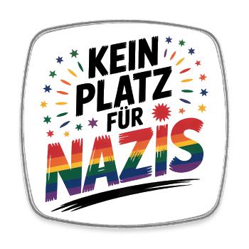 Kein Platz für Nazis - Cool Pride Logo - Viereckiger Kühlschrankmagnet - Weiß - Vorne
