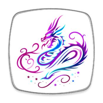 Mystischer Tribal-Drache in Neonfarben - Viereckiger Kühlschrankmagnet - Weiß - Vorne