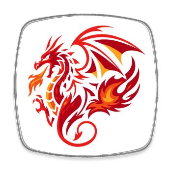 Tribal Drache Flammenrot Tattoo Stil - Viereckiger Kühlschrankmagnet - Weiß - Vorne