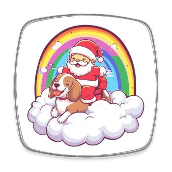 Beagle Hund Weihnachtsmann Weihnachten - Viereckiger Kühlschrankmagnet - Weiß - Vorne