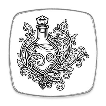 Elixierfläschchen und Blumen - Viereckiger Kühlschrankmagnet - Weiß - Vorne