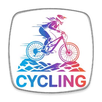Cycliste en pente sur un sentier accidenté - Magnet carré - blanc - Devant
