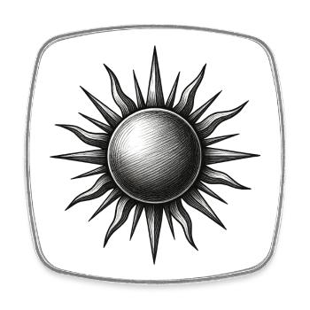 Vintage Sonnenstern Gravur - Viereckiger Kühlschrankmagnet - Weiß - Vorne