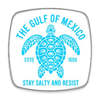 Gulf of Mexico Turtle Emblem Estd 1550 - Square fridge magnet - white - Front