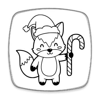 Weihnachtsfuchs mit Candy Cane Illustration - Viereckiger Kühlschrankmagnet - Weiß - Vorne