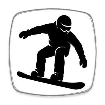 Sports d’hiver Minimalist Silhouette Snowboard - Magnet carré - blanc - Devant