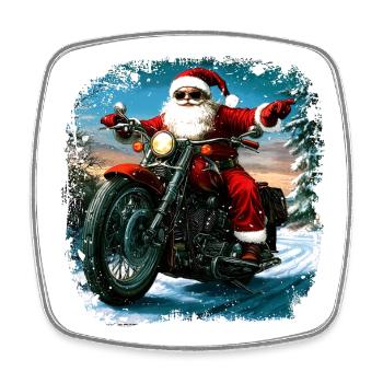 Motorradfahrer Weihnachten - Viereckiger Kühlschrankmagnet - Weiß - Vorne