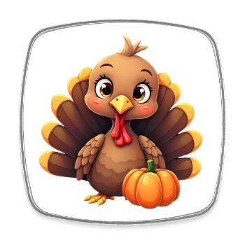 Bébé dinde de Thanksgiving - Magnet carré - blanc - Devant