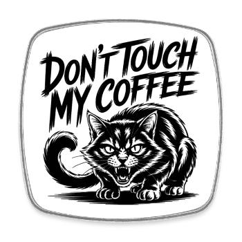 Lustige fauchende Katze Kaffeeliebe Design - Viereckiger Kühlschrankmagnet - Weiß - Vorne