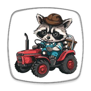 Éleveur de tracteurs à ratons laveurs - Magnet carré - blanc - Devant