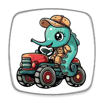 Éleveur de tracteurs hippocampes - Magnet carré - blanc - Devant
