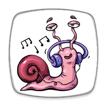 Snail listening to Music with Headphones - Square fridge magnet - white - Front